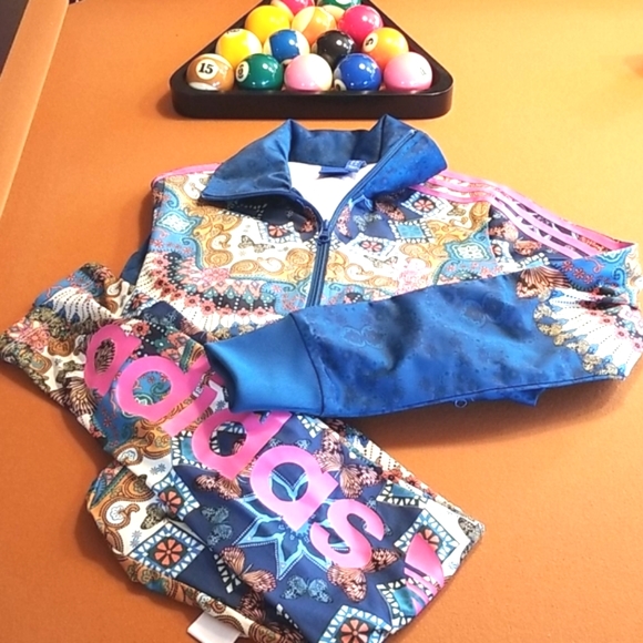 ADIDAS × FARM RIO Blue BORBOMIX Collector ZIPS Track Jacket & Leggings SET NWT S - Picture 15 of 16